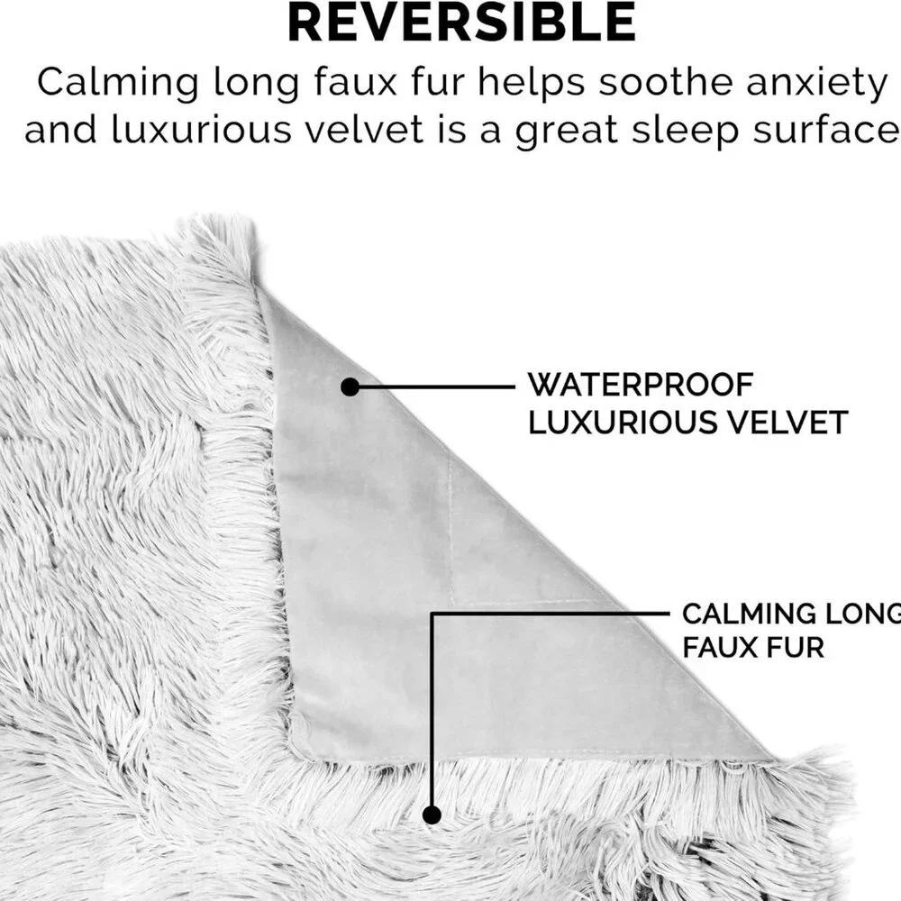 Waterproof Throw Blanket for Dogs & Indoor Cats, Washable - Shaggy Plush Calming